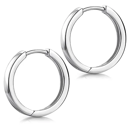 Materia Klappcreolen Silber 925 Herren 15mm - Elegante Ohrringe - Ohrringe für Herren aus rhodiniertem 925 Sterling Silber, schützend und langlebig. Mit praktischem Schnappverschluss für schnellen Tragekomfort und sicheren Halt.