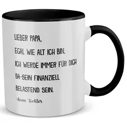 22Feels Tasse Papa Geschenk Vatertag von Tochter Vater Geburtstag Kaffeetasse Mann, Keramik, Made in Germany, Spülmaschinenfest, Zweifarbig schwarz|weiß