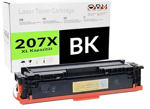 OBV Kompatibler Toner für HP W2210X 207X – Schwarz für LaserJet Pro M255dw M255nw M282nw M283cdw M283fdn M283fdw - Hochwertiger kompatibler Toner für gestochen scharfe Ausdrucke. Ideal für professionelle Dokumente, einfach zu installieren und 100% passgenau. Maximale Ersparnis bei optimaler Druckqualität.