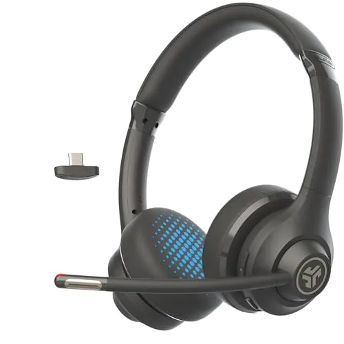 JLab Go Work 2nd Gen Headset mit Mikrofon - Kopfhörer für PC und Handy mit über 55 Std. Akkulaufzeit, kabellos oder mit Kabel, ideal für Home Office und Videokonferenzen.