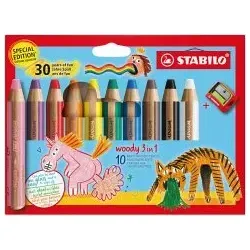 STABILO Buntstifte woody 3in1 duo 10er Set  + Spitzer Special Edition