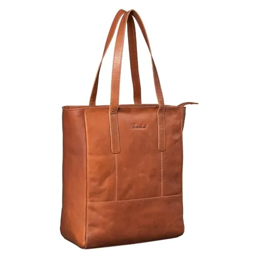 Benthill Shopper Damen Echt Leder Handtasche - Elegante Schultertasche aus hochwertigem Echtleder, mit praktischem Reißverschlussfach für sicheres Verstauen, ideal für den Alltag.