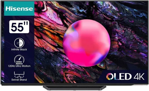 HISENSE 55A85K OLED TV - 55 Zoll 4K Ultra HD - Fernseher mit beeindruckender OLED-Technologie, 100/120 Hz Bildwiederholrate für flüssige Bewegungen und ein atemberaubendes Seherlebnis.