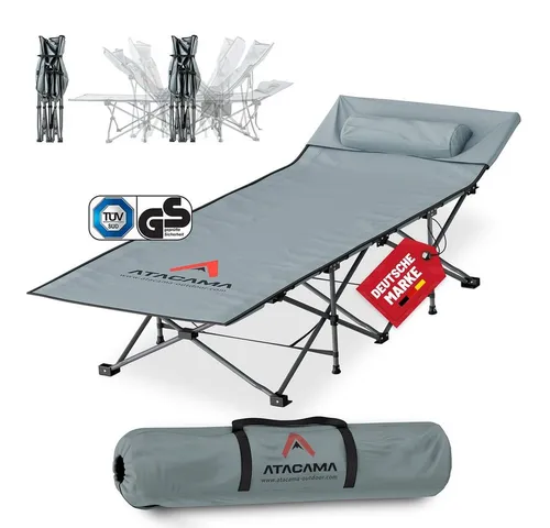 Atacama Feldbett Klappbar - Ultraleichtes XXL Campingbett für Outdoor-Abenteuer - Camping-Möbel: Stabil und langlebig, bietet dieses klappbare Feldbett eine geräumige Liegefläche für 2 Personen, ideal für erholsame Nächte in der Natur.