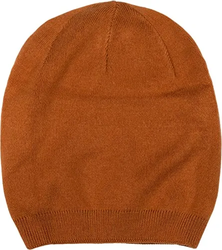 styleBREAKER Unisex Feinstrick Beanie Mütze Einfarbig mit Rippbündchen, Doppellagige Winter Strickmütze warm 04024195, Farbe:Cognac