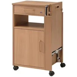 Burmeier Nachttisch Cherusker - Höhenverstellbarer Nachttisch aus Buche mit großer, schwenkbarer Tischplatte, ideal zum Essen und Lesen im Bett. Praktische Schublade und Rollen für einfache Mobilität.