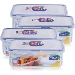 Lock&Lock HPL817T Frischhaltedose 1 Liter - Luftdicht & Wasserdicht (4er Pack) - Vorratsdosen für sichere Lebensmittelaufbewahrung, aromafest und ideal für unterwegs. Perfekt für leicht verderbliche Lebensmittel, mikrowellengeeignet und spülmaschinenfest.