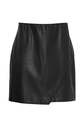 b.young BYDAJA Short Skirt Damen Lederrock Lederimitatrock Rock 100% Polyester A-Linie, Größe:M, Farbe:Black (200451)