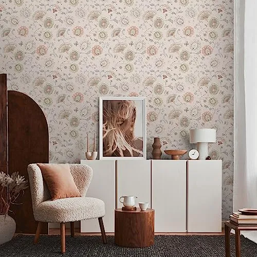 Blumen Tapete Beige Rosa - Livingwalls House of Turnowsky 388994 - Vliestapete in premium Qualität, ideal für Wohnzimmer und Schlafzimmer, sorgt für eine stilvolle Atmosphäre und ist einfach zu verarbeiten - Made in Germany.