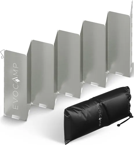 EVOCAMP Windschutz 10 Lamellen für Gaskocher, Campingkocher, Grill, Feuerstelle, faltbar, vielfältig einsetzbar, inklusive Tasche