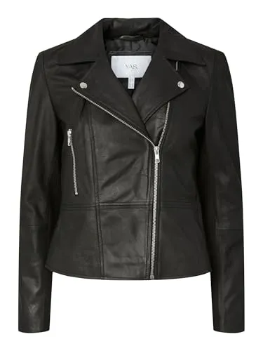 YAS Damen Yas Sophie Lederjacke Noos - Stilvolle Echtlederjacke in Schwarz, M EU - Funktionsjacken aus hochwertigem Echtleder, langlebig und vielseitig kombinierbar für jeden Anlass.