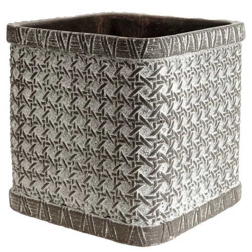 Keramik Blumentopf Pflanz-Würfel 15cm Braun Weiß
