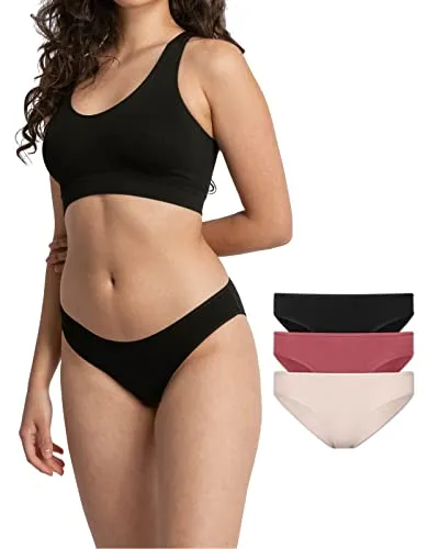 Snocks Damen Unterwäsche Slip aus Bio-Baumwolle (3er Pack) - Komfortable Unterhosen ohne einschneidendes Gummiband - Funktionsunterwäsche aus Bio-Baumwolle, bietet perfekten Tragekomfort und eine umweltfreundliche Wahl für den Alltag.