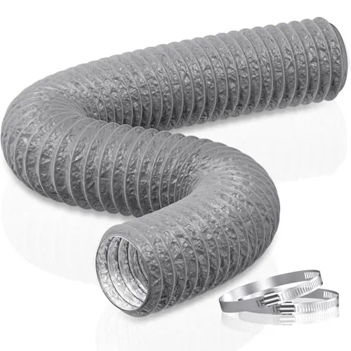 HG Power 75mm Abluftschlauch, 5m Flexibel PVC Alurohr Lüftungsschlauch Schallgedämmter Alu Flex-Schlauch Abluftrohr für Wachstumszelt Trockner Mobile Klimaanlage Abluftventilator, Grau