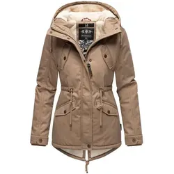 MARIKOO Damen Winterjacke Manolya mit kuscheliger Kapuze - Funktionsjacke aus Baumwolle, gefüttert mit weichem Teddyfell für höchsten Tragekomfort, ideal für kalte Herbst- und Wintertage.