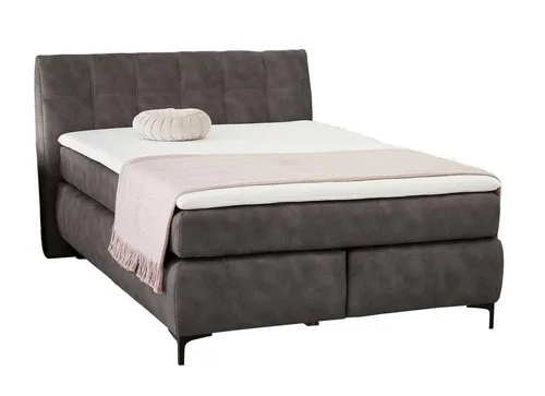 Jockenhöfer Gruppe Boxspringbett GITTA, 140 x 200 cm, Härtegrad 2 - Seniorenbett mit Bonellfederkernmatratze für optimalen Komfort, inkl. Topper und stilvollem grauem Mikrofaserbezug für ein modernes Schlafzimmer.
