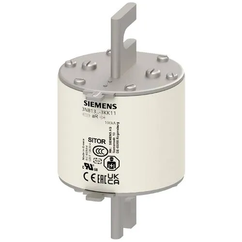 Siemens 3NB13423KK11 Sicherungseinsatz 1 St. - SITOR-Sicherungseinsatz Baugröße 3, 630A aR, ideal für hohe Spannungen bis 1250V, mit geschlitzten Messern für einfache Installation.