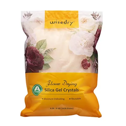 Wisedry Silicagel zum Trocknen von Blumen 8 LBS (3,6 kg), Feine Kristalle, Kieselgel Trockenmittel, Wiederverwendbares Blumenschutzmittel, Silica Gel mit Indikator