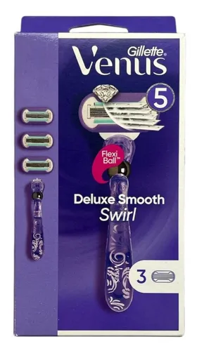 Gillette Venus Deluxe Smooth Swirl Rasierer +  3 Rasierklingen mit 5-fach Klinge