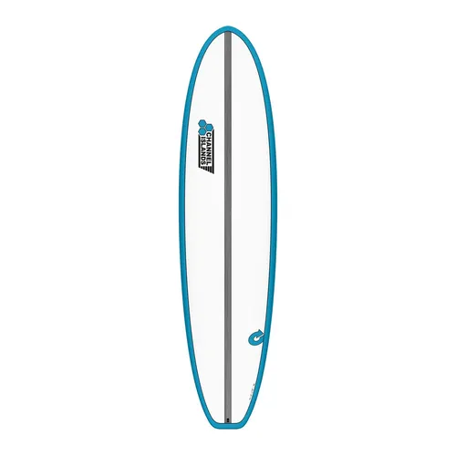 Surfboard CHANNEL ISLANDS X-lite2 Chancho 7.6 – Al Merrick Shape in Blau - Mini Malibu Surfboard für optimale Performance und Stabilität, ideal für alle Surflevel und Wellenbedingungen.