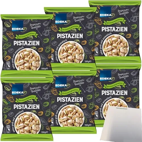 Edeka Pistazien geröstet und gesalzen 6er Pack - Nüsse & Nussmischungen, perfekt für den Snack zwischendurch - knusprig und würzig im praktischen 6er Pack.