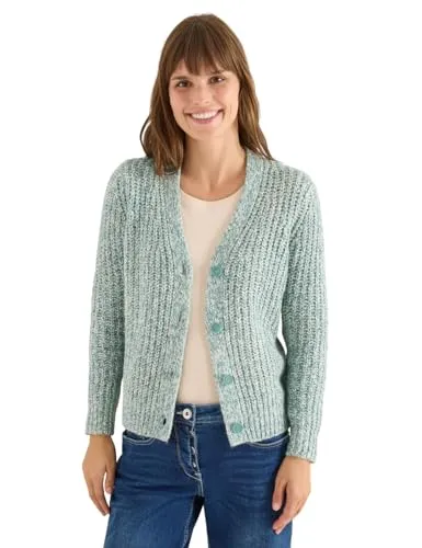 Cecil Damen Two Tone Cardigan - Stylische Chunky Strickjacke mit V-Ausschnitt und Knopfleiste. Ideal für jeden Anlass, aus einem weichen Baumwollmix gefertigt, garantiert hohen Tragekomfort.