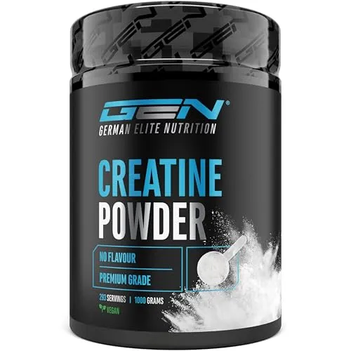German Elite Nutrition Creatin Pulver 1kg – Hohe Löslichkeit & Reinheit - Reines Creatin-Monohydrat-Pulver in einer praktischen 1kg Packung mit 293 Portionen. Ideal für eine einfache Dosierung und perfekte Löslichkeit in Wasser oder Saft, ohne künstliche Zusätze.