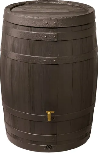 4rain Regentonne Vino 400 l - Braunes Holz-Regensammelbehälter, stilvoll und nachhaltig für Ihren Garten