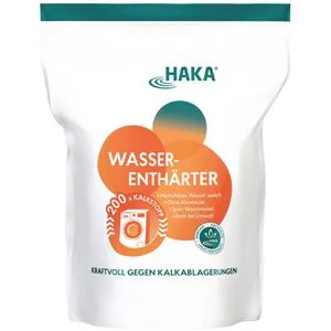 HAKA Wasserenthärter für die Waschmaschine, Pulver, gegen Kalkbeläge und Schmutz, ohne Aluminium, vegan, 2 kg