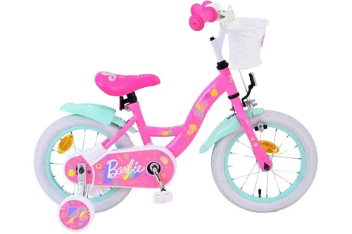Volare Kinderfahrrad Barbie 14-Zoll – Rosa - Hochwertiges 14-Zoll Kinderfahrrad mit Rücktrittbremse, höhenverstellbarem Sattel und Korb – ideal für kleine Barbie-Fans ab 4 Jahren!