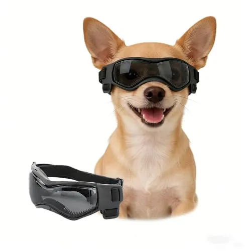 Enjoying Hund Sonnenbrille für kleine Rassen – UV-Schutz und Winddicht - Schützen Sie die Augen Ihres Hundes bei Outdoor-Abenteuern! Diese stylische Sonnenbrille bietet optimalen Schutz vor Wind und Staub. Ideal für Fahrten im Auto, beim Radfahren oder Schwimmen. Verstellbare Gurte sorgen für eine perfekte Passform.