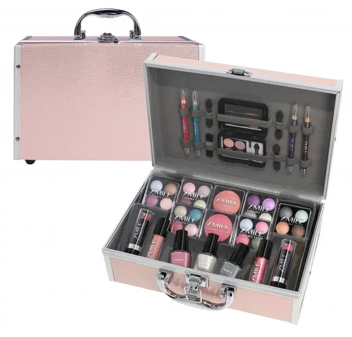 Schminkkoffer Zmile Cosmetic Set Profi Qualität 42tlg - Drogerie: 42-teiliges Make-Up Set im eleganten rosa Alukoffer, ideal für alle Hauttypen und langanhaltende Looks.