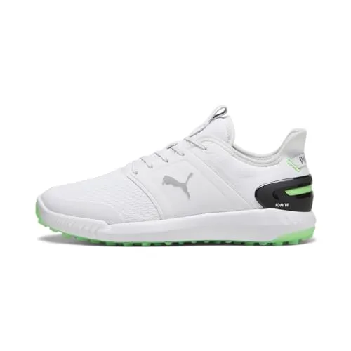 PUMA Herren Ignite Elevate Golf Shoe, White-Fluro Green PES Black, 44 EU
