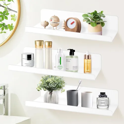 Wandregal Set 3er Weiß – Schweberegal 30cm ohne Bohren - Praktisches Wandregal-Set in elegantem Weiß, ideal für das Badezimmer. Einfache Montage ohne Bohren und Platz für Ihre Essentials.
