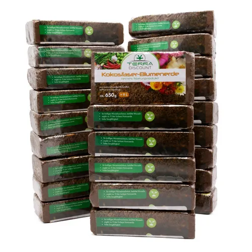 Terra Discount Kokosfaserhumus *Blumenerde* 24x ca.650g (ergibt ca. 216 Liter)