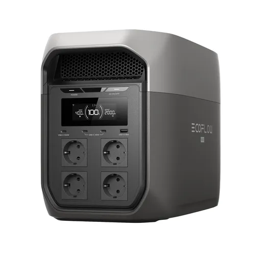 Ecoflow DELTA 3 Max Powerstation – Kompakte Stromspeicherung - Powerstation mit 2048 Wh und 2400 W Dauerleistung, ideal für Balkonkraftwerke. Leicht transportierbar und langlebig dank LiFePO₄-Technologie.