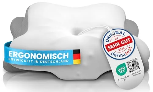 Orthopädisches Nackenstützkissen aus Memory Foam - Ergonomisches Kopfkissen für besten Schlaf - Ergonomisches Nackenstützkissen aus hochwertigem Memory Foam, ideal für alle Schlafpositionen. Der waschbare Bezug ist allergikerfreundlich und sorgt für optimalen Komfort während der Nacht.