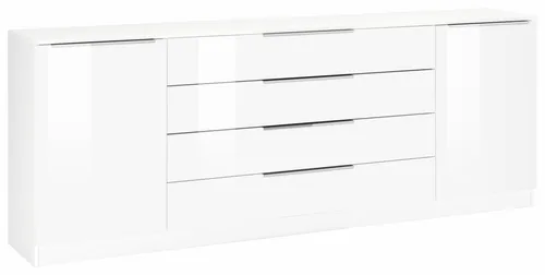 Kommode BORCHARDT MÖBEL "Oliva", weiß - Elegante Kommode in weiß matt und hochglanz, ideal für stilvolle Wohnräume. Mit 4 Schubkästen und einer Breite von 200 cm bietet sie viel Stauraum.
