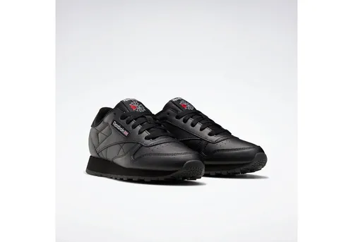 Reebok Jungen Cl Lthr Sneaker, Core Black - Bequem und stylisch für jeden Tag - Sneaker für Jungen mit hochwertigem Leder-Obermaterial und Gummi-Verschluss für optimalen Tragekomfort.