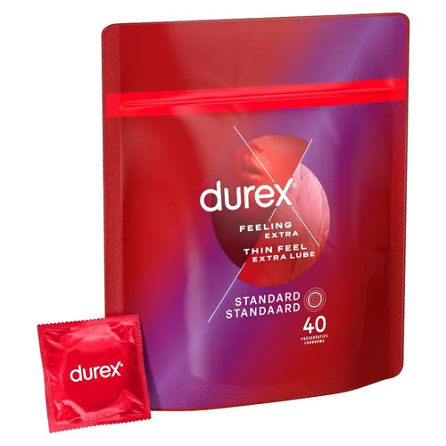 Kondome Extra-Dünn Durex - Kondome Thin Feel Extra Lube - 40 Stück