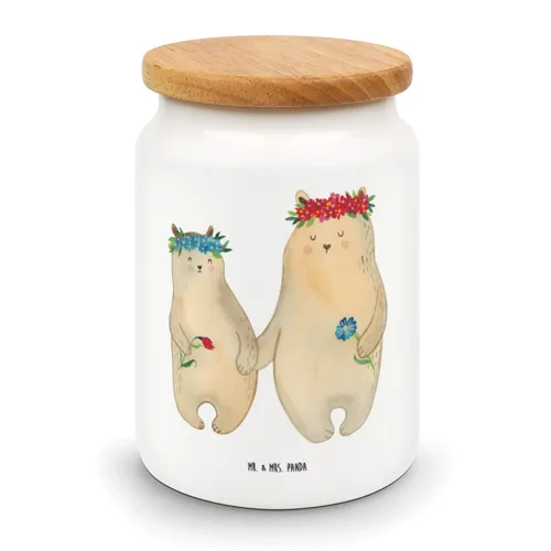 Vorratsdose Bären mit Blumenkranz - Geschenk Aufbewahrungsdosen Bruder Kind