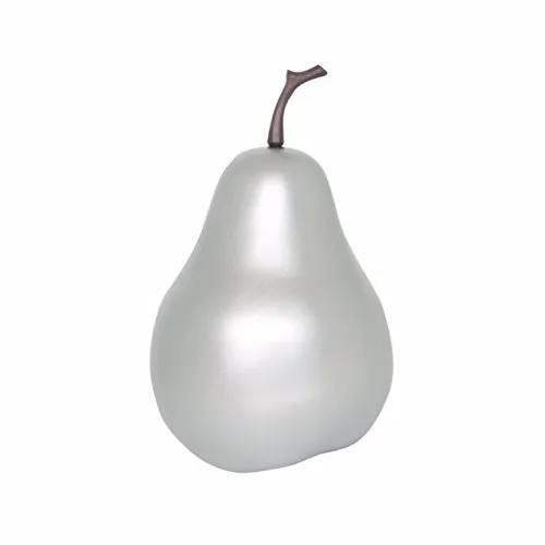 Pottery Pots Handgefertigte Deko-Birne in Silber (matt) aus robustem Fiberglas, Größe XS
