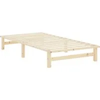 Homestyle4u Jugendbett 100x200 cm – Naturbelassenes Palettenbett - Stylisches Palettenbett aus massivem Kiefernholz, ideal für kleine Räume. Die großzügige Liegefläche von 100x200 cm und die offene Lattenkonstruktion sorgen für ein angenehmes Schlafklima.
