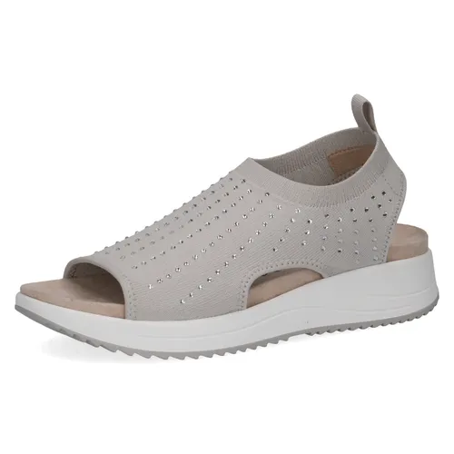 Caprice Sandalen Textil Schaftsandalette grau 40 EU - Wanderschuhe in Größe 40 mit 5 cm Blockabsatz, ideal für entspannte Spaziergänge und Freizeitaktivitäten. Bequemes Textilmaterial sorgt für hohen Tragekomfort.