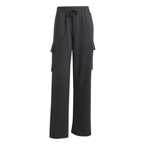 adidas Damen Essentials LINEAR Fleece Cargo Pants - Modische Hosen mit hohem Bund und elastischem Kordelzug für optimalen Komfort, aus 55 % Baumwolle und recyceltem Polyester gefertigt.