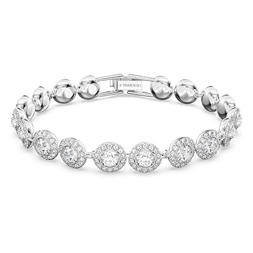 Swarovski Angelic Armband - Rund, Weiß, Rhodiniert, elegantes Damenarmband mit funkelnden Swarovski Kristallen, ideal für jeden Anlass
