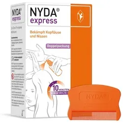 NYDA express gegen Läuse & Nissen - Arzneimittel zur effektiven Bekämpfung von Kopfläusen, Larven und Nissen durch physikalische Erstickung. Schnelle Wirkung dank Dimeticon für eine sichere Anwendung in der Familie.