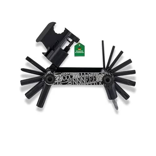 CONTEC Fahrrad-Multitool Pocket Gadget - F22 Stealth, 22 in 1 - Fahrrad-Multifunktionswerkzeug mit 22 Funktionen, ideal für Pannen und Reparaturen unterwegs, leicht und handlich für jede Tour.