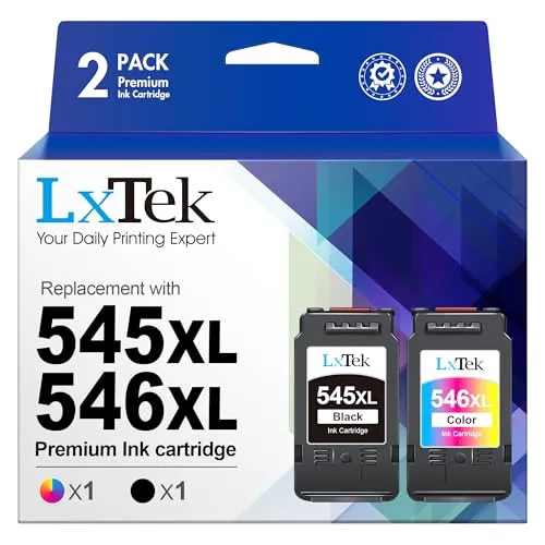 LxTek 545 546 XL Multipack Patronen als Ersatz für Canon Druckerpatronen 545 546 PG-545XL CL-546XL für Pixma MX495 TR4550 TR4551 TS3150 MX490 MG3050 MG2950 MG2950S MG2555S MG2550S TS3350 (2er-Pack)