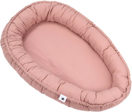 Julius Zöllner Kuschelnest NIDO Terra dusty rose - Mesh-Bettumrandung aus 100% Musselin-Baumwolle, ideal für sicheren und gemütlichen Schlaf Ihres Babys, Farbe: dusty rose.